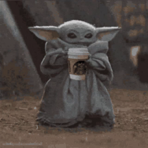 Baby Yoda Holding Starbucks Coffee
