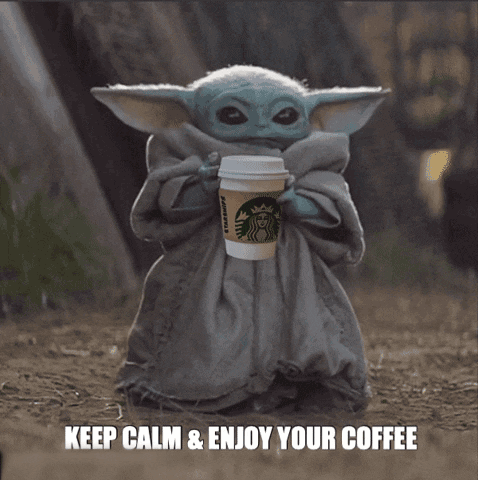 Baby Yoda Holding Starbucks Coffee