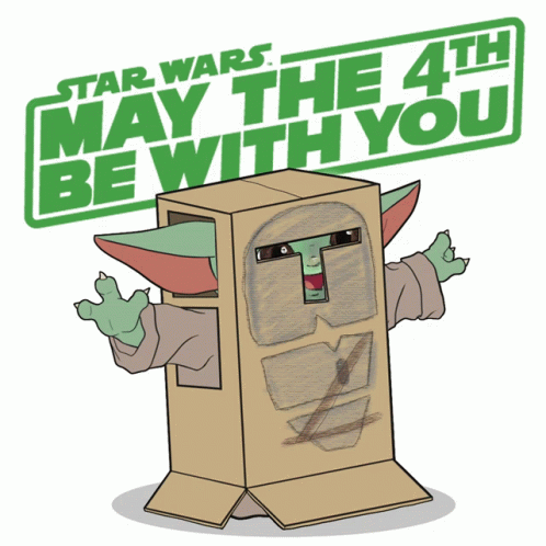Baby Yoda in Cardboard Box With Star Wars May the 4th