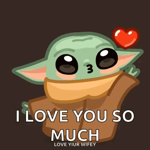 Baby Yoda Kissing Red Heart