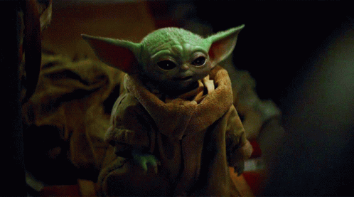 Baby Yoda Looking at Camera with Scarf