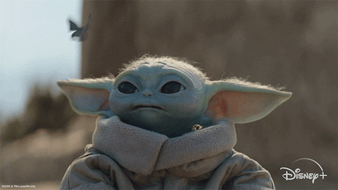 Baby Yoda Loves Butterfly GIF