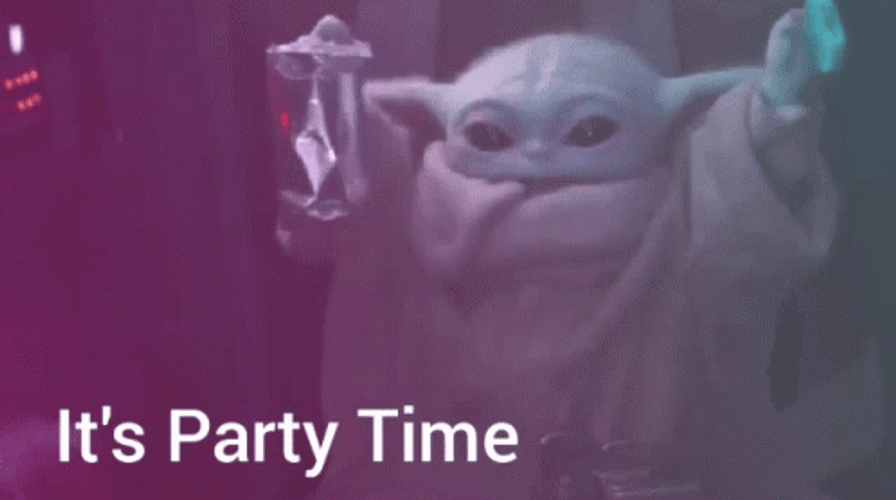 Baby Yoda Party Time GIF
