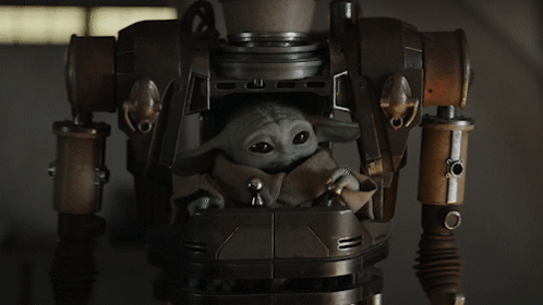 Baby Yoda Sitting on Robot No