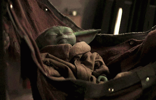 Baby Yoda Sleeping in Hammock