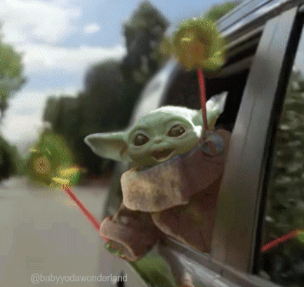 Baby Yoda Sticking Head Out Car Window