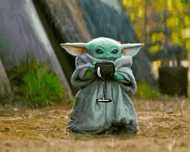 Baby Yoda Wine Toast GIF