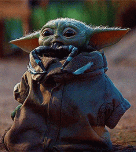 Baby Yoda with Beard Sitting with Bag