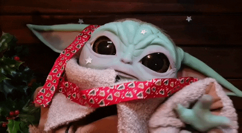 Baby Yoda With Christmas Ribbon GIF
