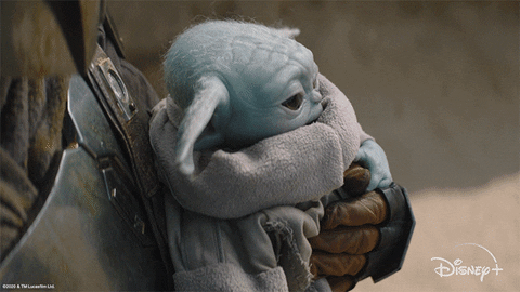 Baby Yoda With Din Shrugs GIF
