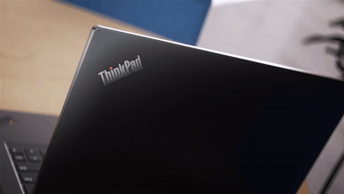 Back of Black ThinkPad Laptop