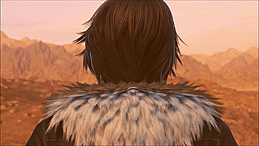 Back of Person in Fur Coat Looking at Mountains