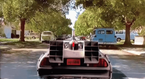 Back To The Future Car Driving With Red License Plate GIF