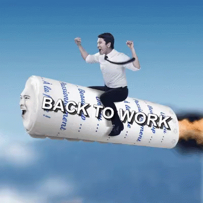 Back To Work Rocket Paper Work GIF