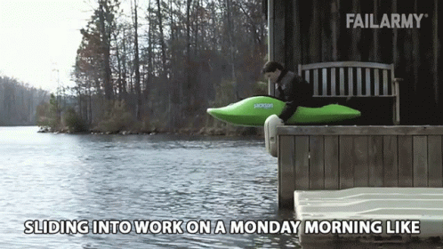 Back To Work Monday Kayak Fail GIF