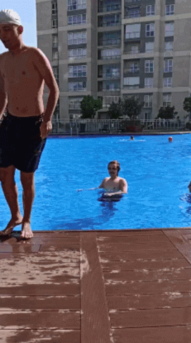 Falling In The Pool Backflip GIF