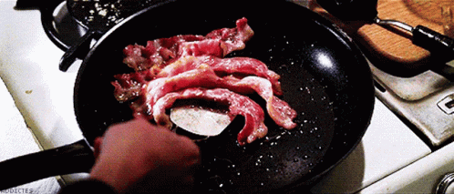 Bacon Flipping On Pan GIF