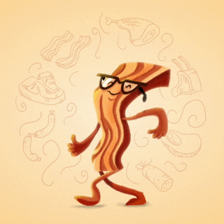Bacon Meat Walked Happily And Peacefully GIF