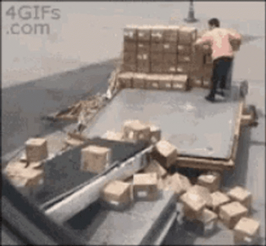 Bad Employee Throwing Amazon Boxes GIF