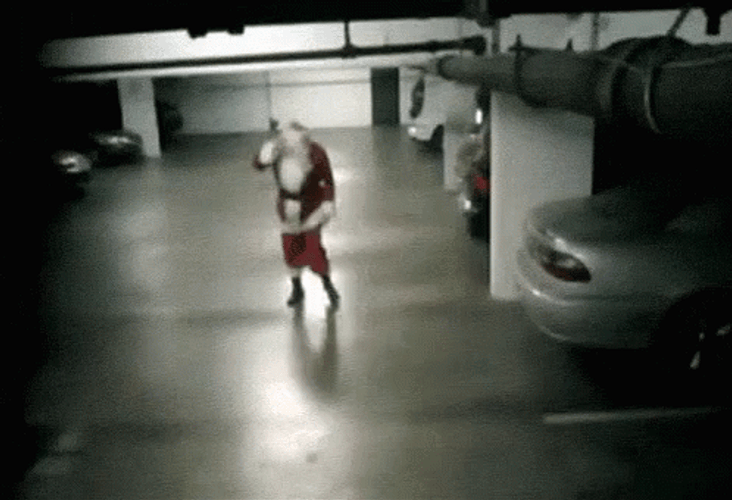 Bad Santa Fall In Parking Lot GIF