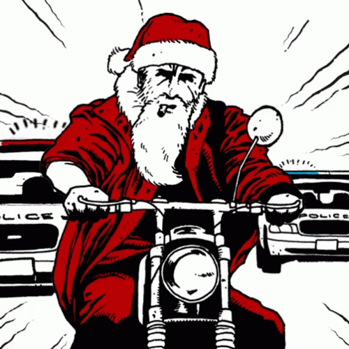 Bad Santa On A Motorcycle GIF