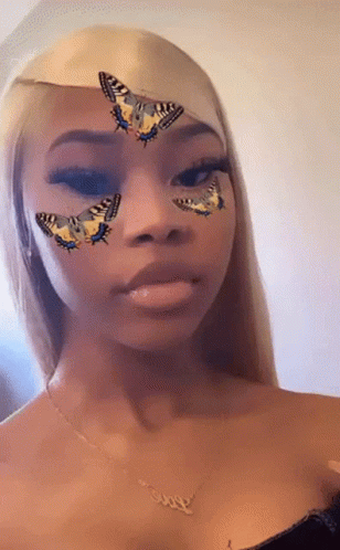 Baddie Girl Butterfly Selfie GIF