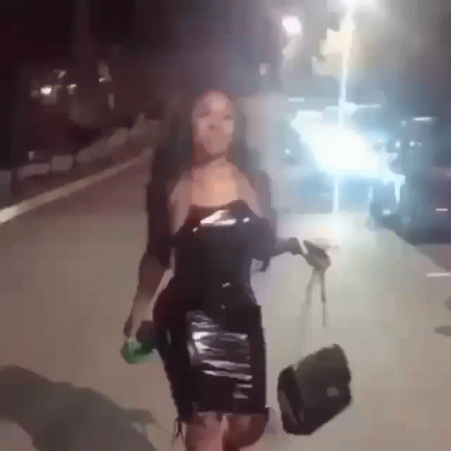 Baddie Girl Leather Black Dress GIF