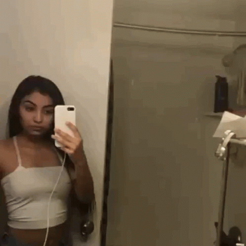 Baddie Girl Mirror Selfie GIF