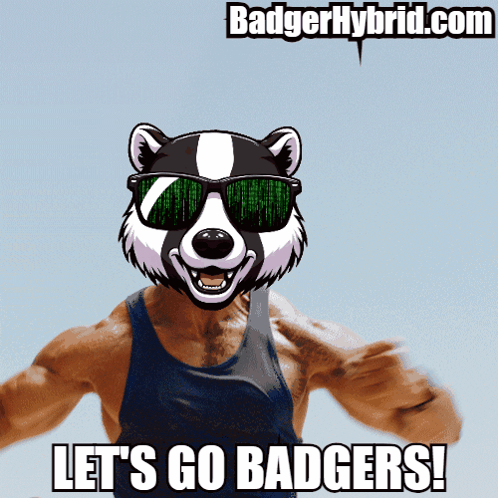 Badger Wearing Sunglasses Let's Go Badgers