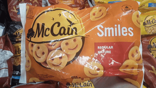Bag of McCain Smiles on Table