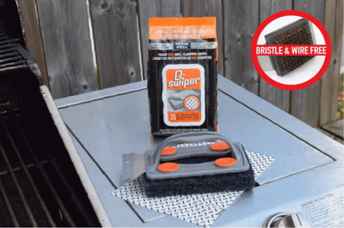Bag of Q-Swiper Cleaning Wipes on Grill