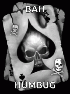 Bah Humbug Skull Playing Card GIF