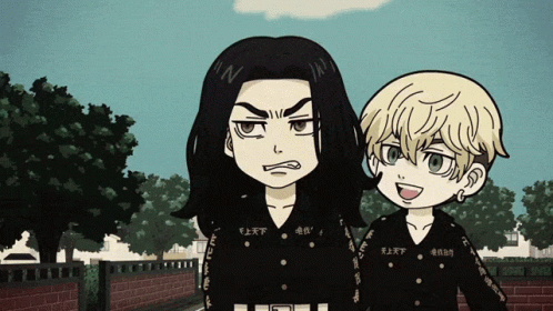 Chibi Baji Walking With Chifuyu Matsuno GIF