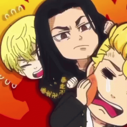 Baji Toki And Takemichi With Swollen Cheeks GIF