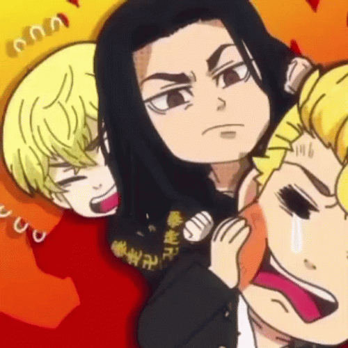Baji Toki And Takemichi With Swollen Cheeks GIF