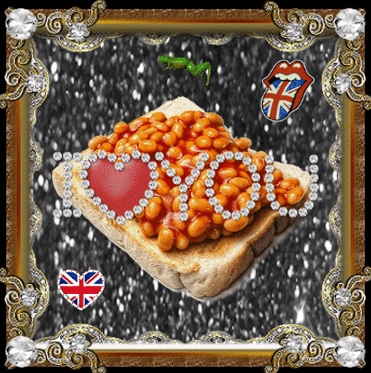 Baked Beans on Toast with British Flag