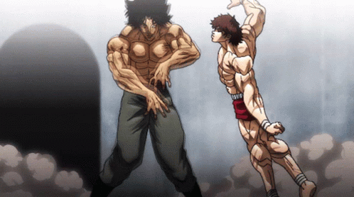 Yujiro Hanma And Baki Hard Punch GIF