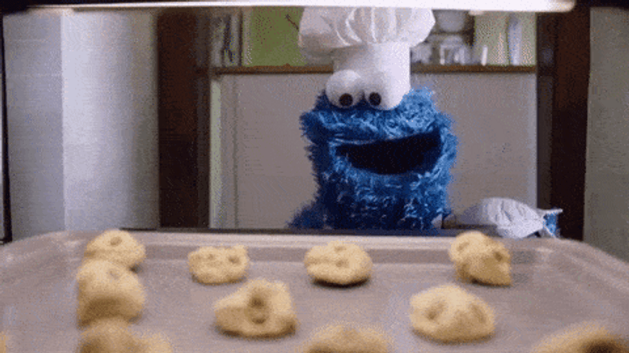 Baking Cookie Monster GIF.