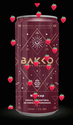 Bakko Craft Cocktail Can With Strawberries GIF