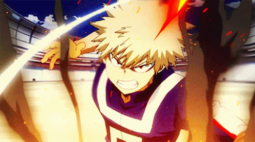 Bakugo Unleashing Powerful Flames GIF