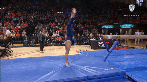 Balance Beam Dismount Gymnast Celebrating GIF
