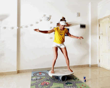 Balance Beam Paddle Boarding Lady GIF