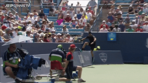 Balance Beam Tennis Player Walking On Wall GIF