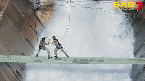 Balance Beam Wrestling Fight GIF