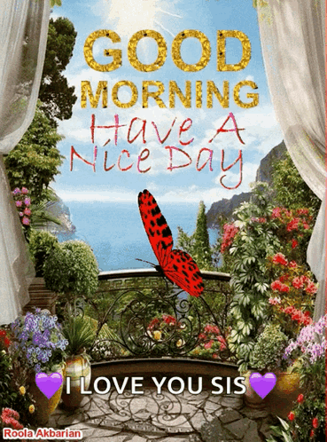 Balcony Flowers Butterfly Good Morning GIF