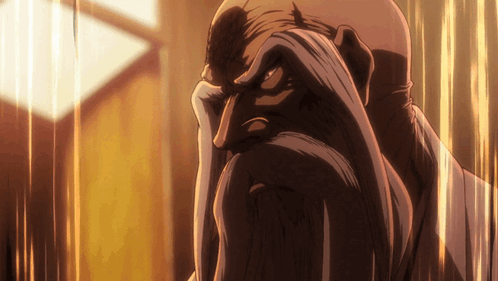 Bald Bearded Man Covering Eyes