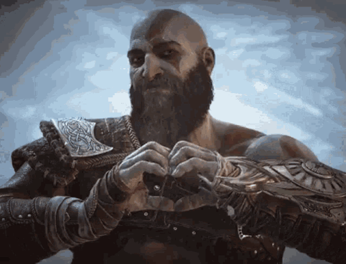 Bald Bearded Man in Leather Armor