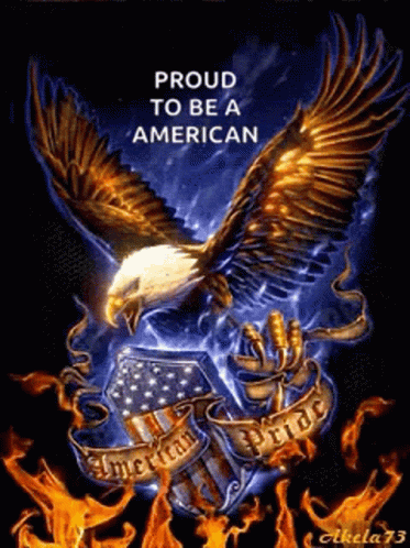 Bald Eagle Flying Over American Flag GIF