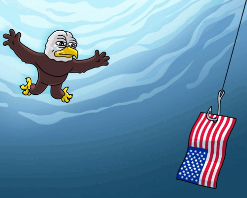 Bald Eagle Flying With American Flag GIF