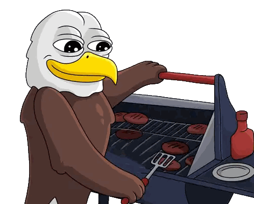 Bald Eagle Grilling Hamburgers